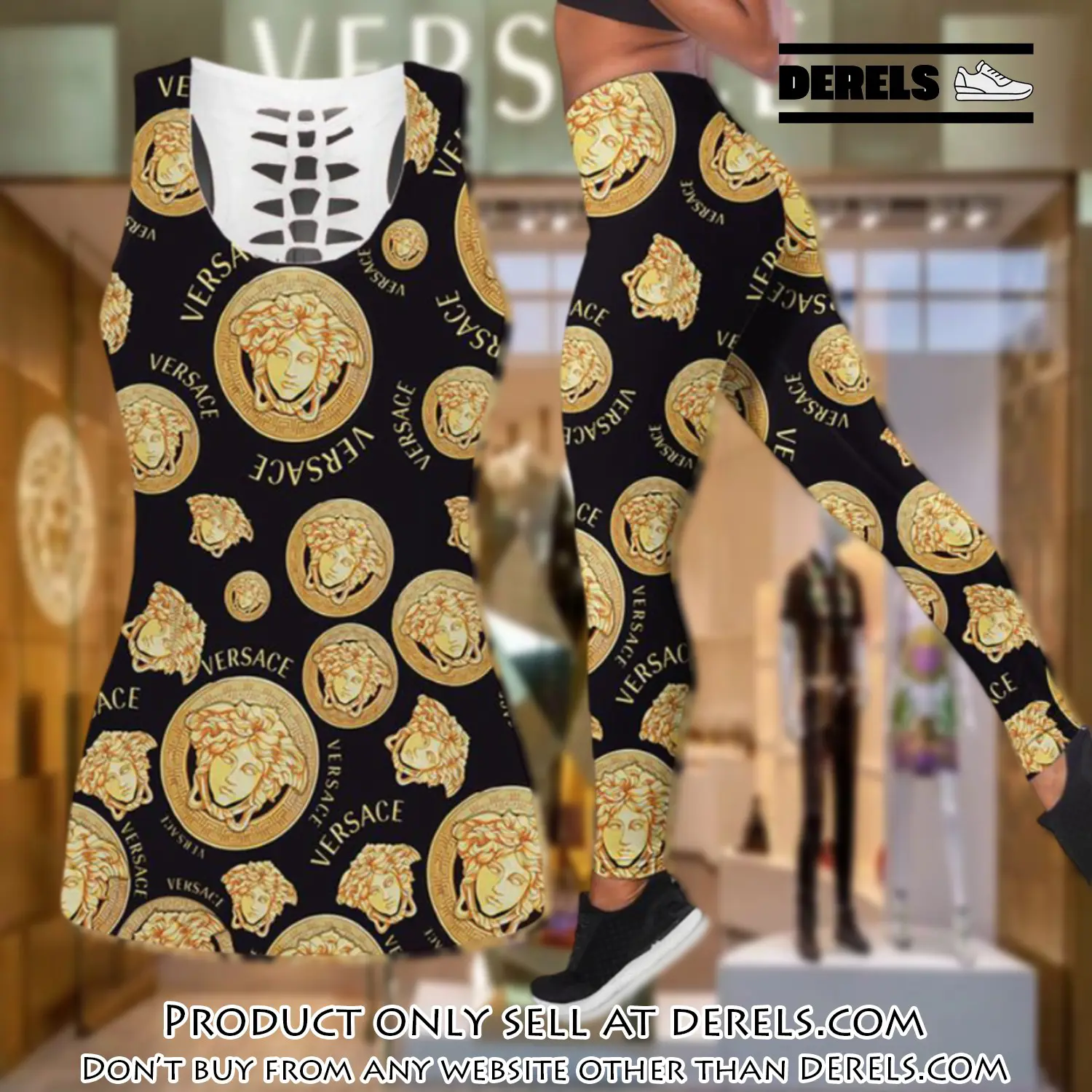 Gianni versace tank top leggings set luxury brand for women yoga gym dr2403403